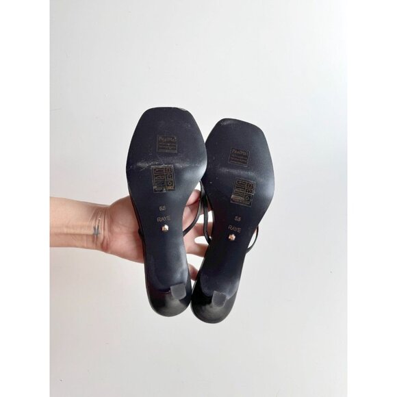 NWOB RAYE Kimme Black Leather Thong Stiletto Heel Sandals, Size 5.5 - Picture 9 of 11